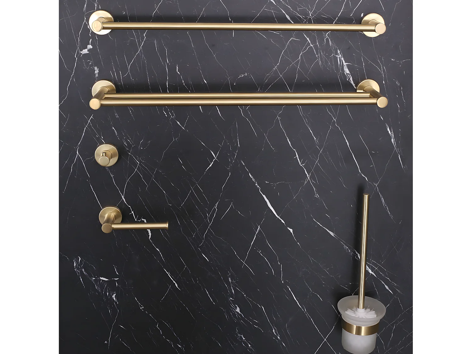 Luisa brosse WC avec support or brossé - Essebagno