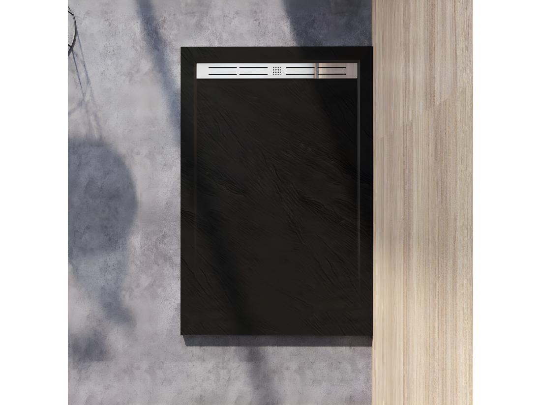 vente unique AICA Receveur de douche à poser 100x80cm antidérapant noir anthracite