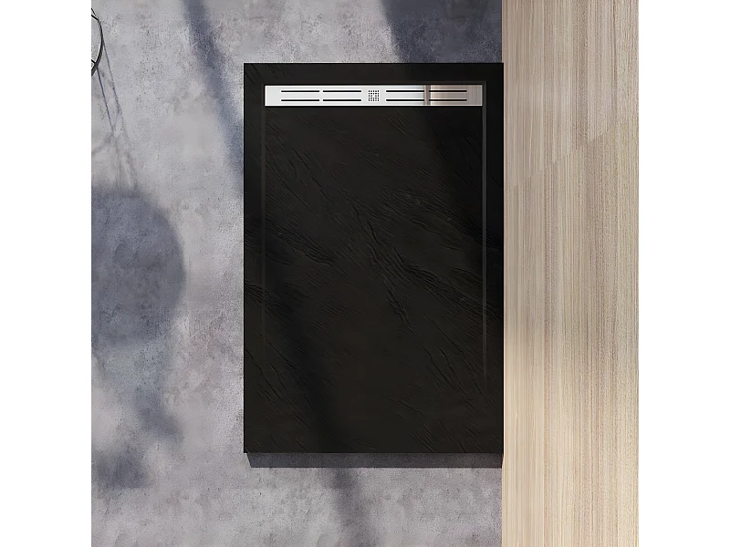 AICA Douchebak te monteren 120x90cm antislip antraciet zwart