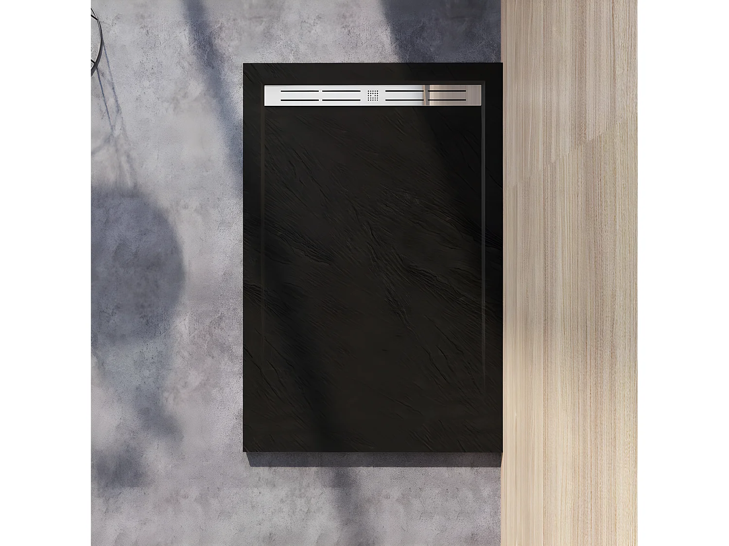 AICA Douchebak te monteren 120x90cm antislip antraciet zwart