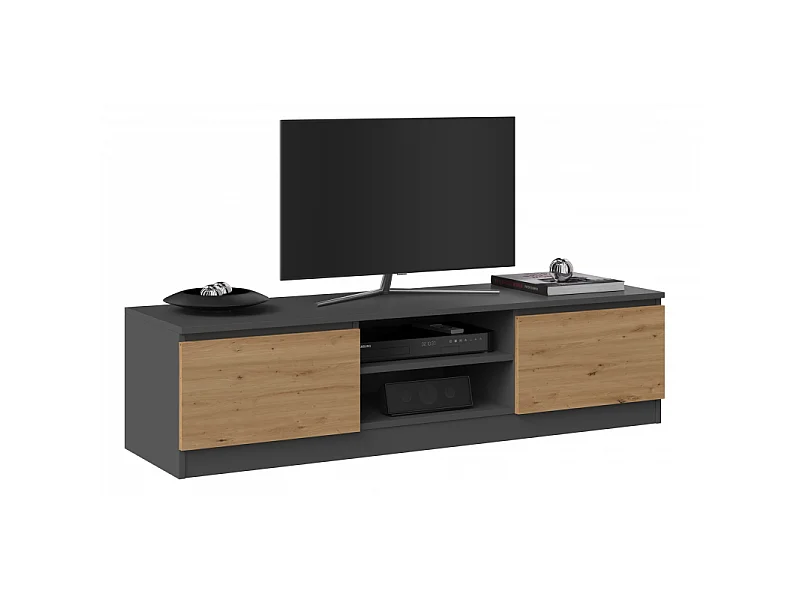 TIVOLI - Mueble de TV de estilo moderno - 140x40x36cm - 2 nichos + 2 puertas - Almacenamiento de equipos de TV/audio