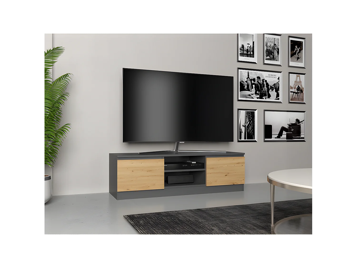 TIVOLI - Mobile TV in stile moderno - 120x40x36cm - 2 nicchie + 2 ante - Porta TV/attrezzature audio