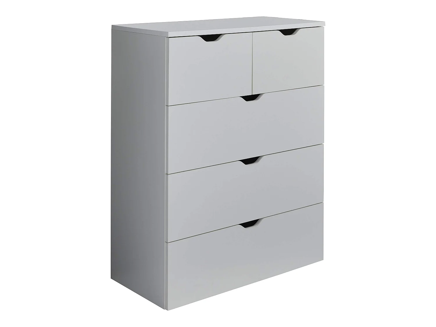 BASIX - meuble de rangement 5 tiroirs  mélaminé blanc L - H - P : 80 - 101 - 40 cm