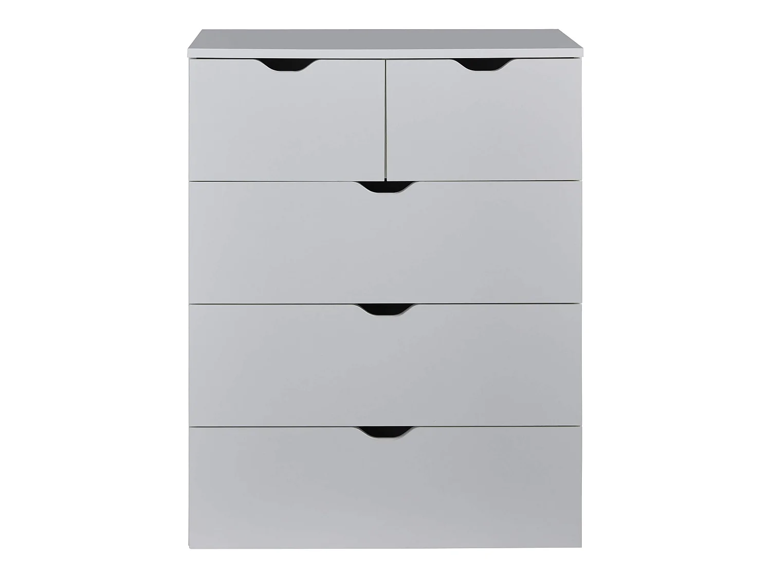 BASIX - meuble de rangement 5 tiroirs  mélaminé blanc L - H - P : 80 - 101 - 40 cm