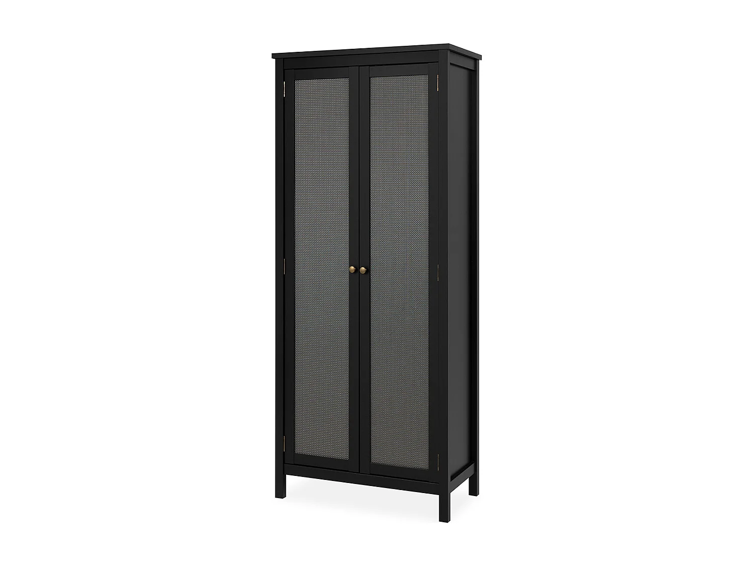 Armoire 2 Portes Noir et Effet Métal H187 cm - KRAKOW
