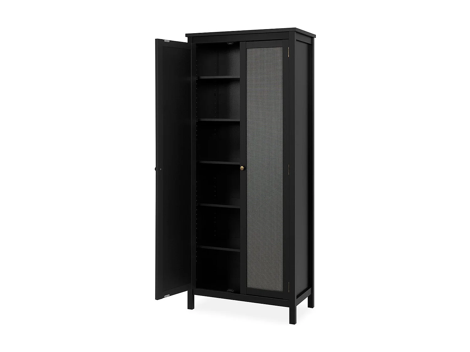 Armoire 2 Portes Noir et Effet Métal H187 cm - KRAKOW