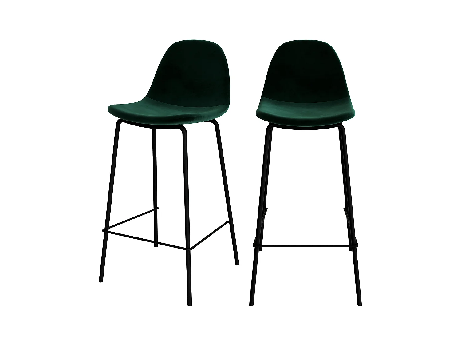 Lot de 2 chaises pour îlot central 65 cm en velours vert foncé - Henrik