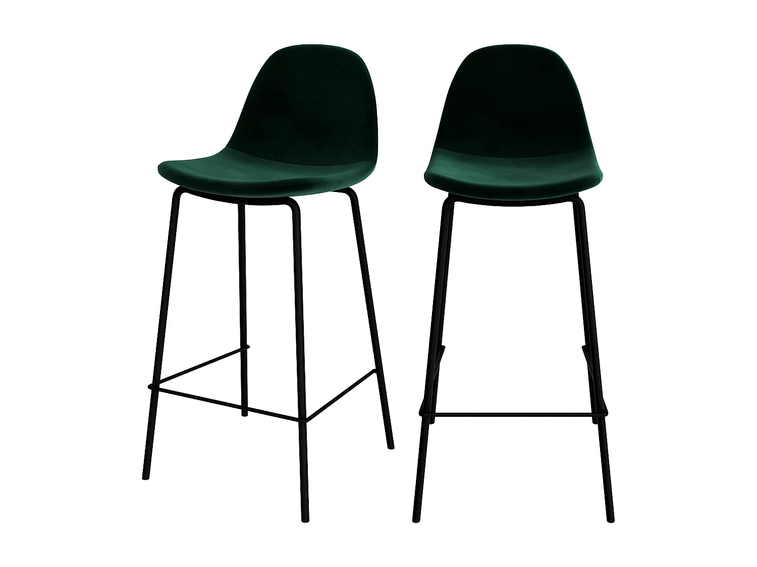 Set de 2 sillas para isla de cocina en terciopelo verde oscuro 65 cm - Henrik