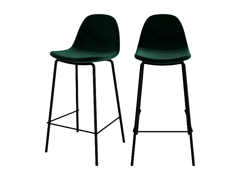 Set di 2 sedie per isola centrale in velluto verde scuro 65 cm - Henrik