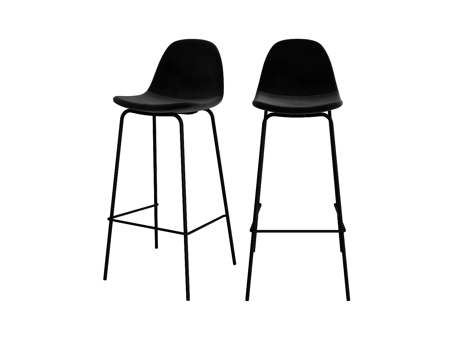 Lot de 2 chaises de bar en velours noir 75 cm - Henrik
