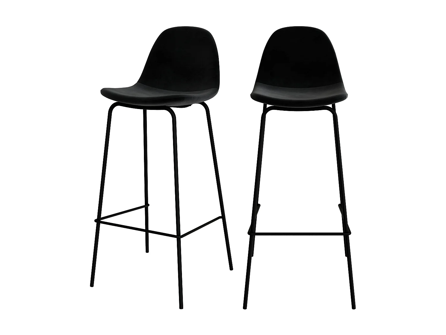 Lot de 2 chaises de bar en velours noir 75 cm - Henrik