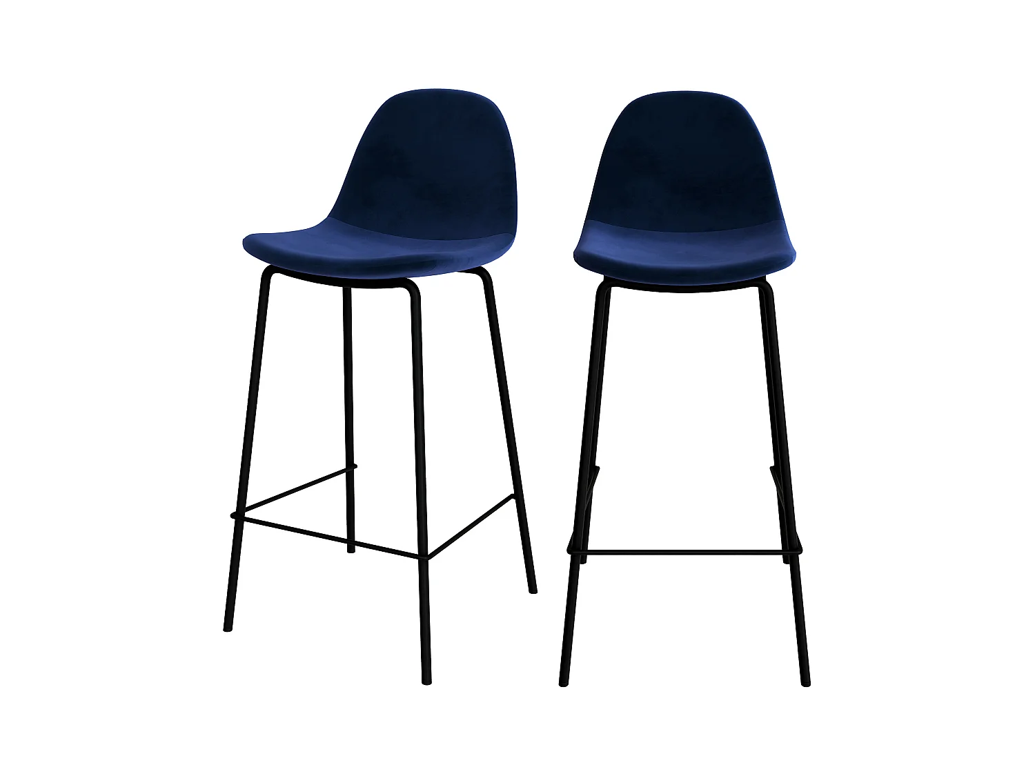 Lot de 2 chaises pour îlot central 65 cm en velours bleu foncé - Henrik