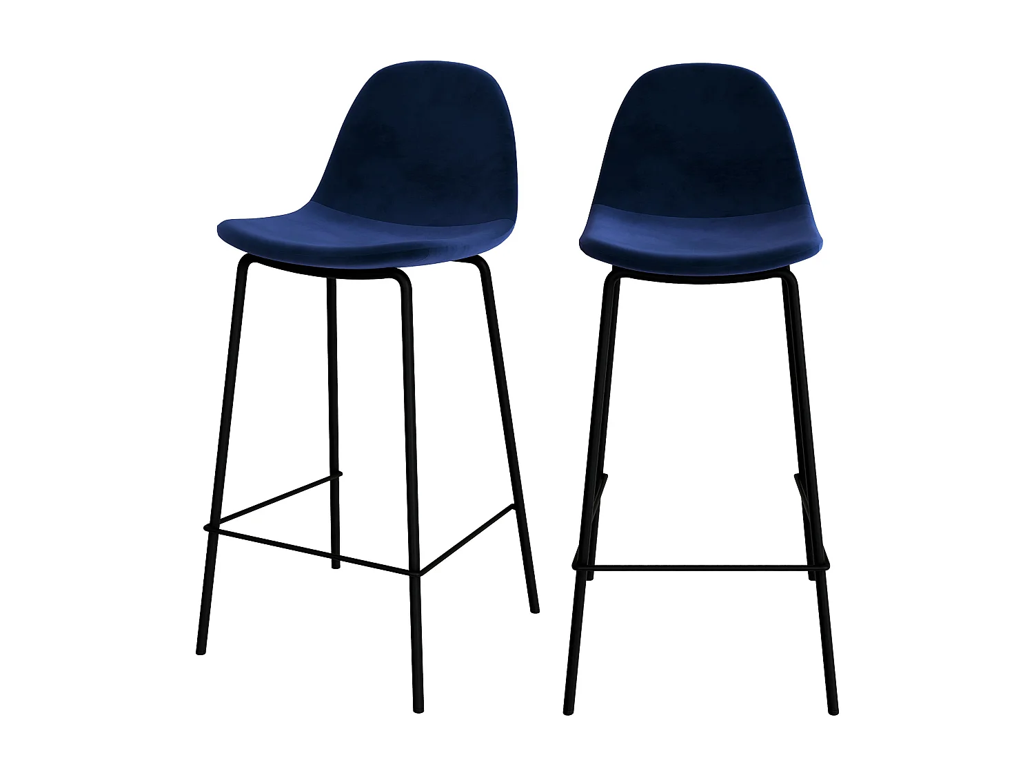 Set de 2 sillas para isla de cocina en terciopelo azul oscuro 65 cm - Henrik