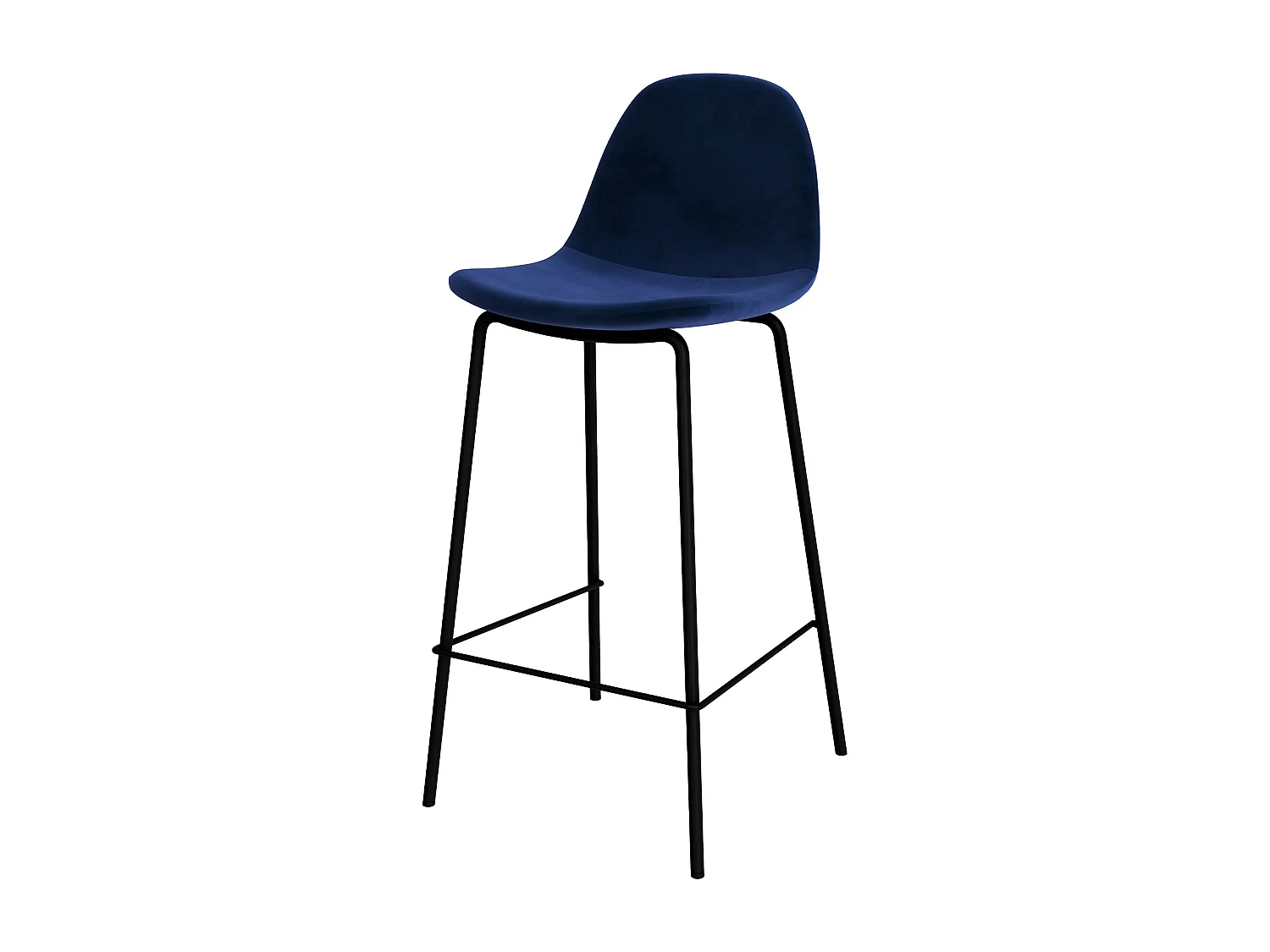 Set de 2 sillas para isla de cocina en terciopelo azul oscuro 65 cm - Henrik