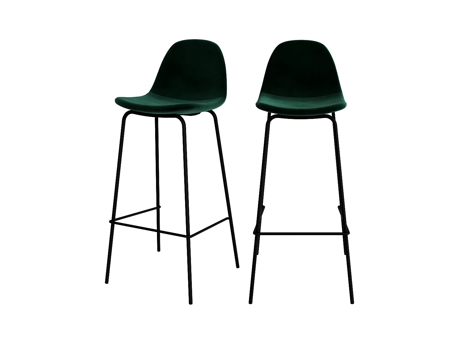 Set de 2 sillas de bar en terciopelo verde oscuro 75 cm - Henrik
