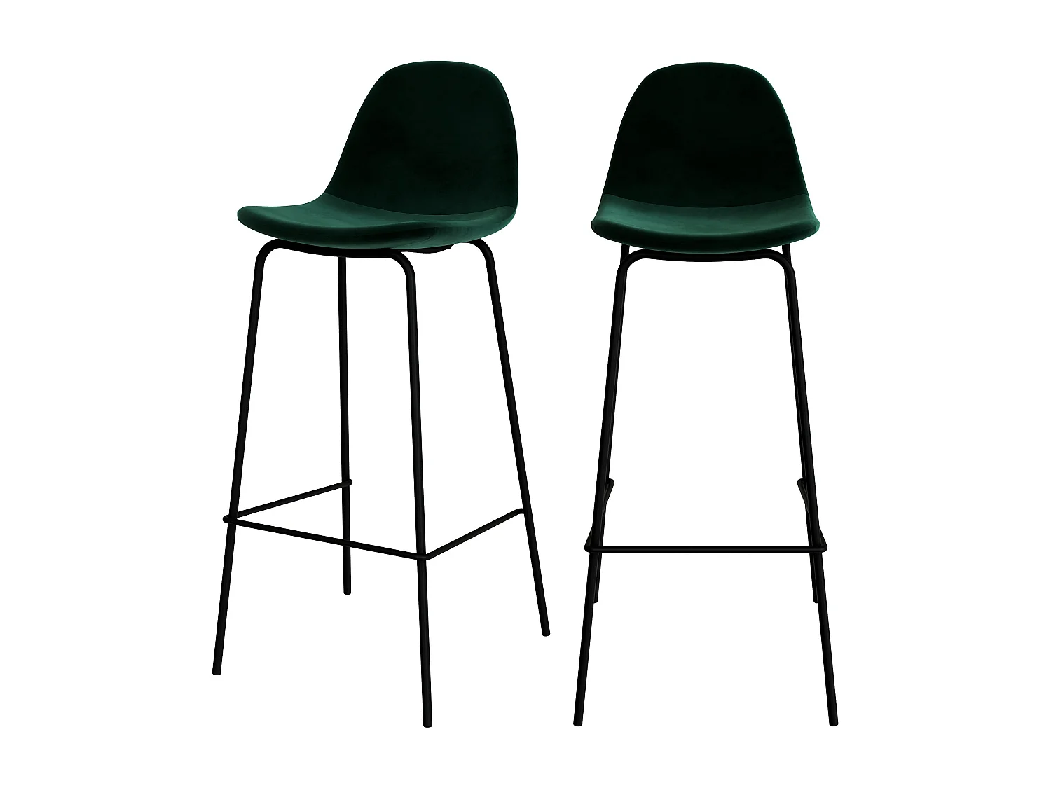 Lot de 2 chaises de bar en velours vert foncé 75 cm - Henrik