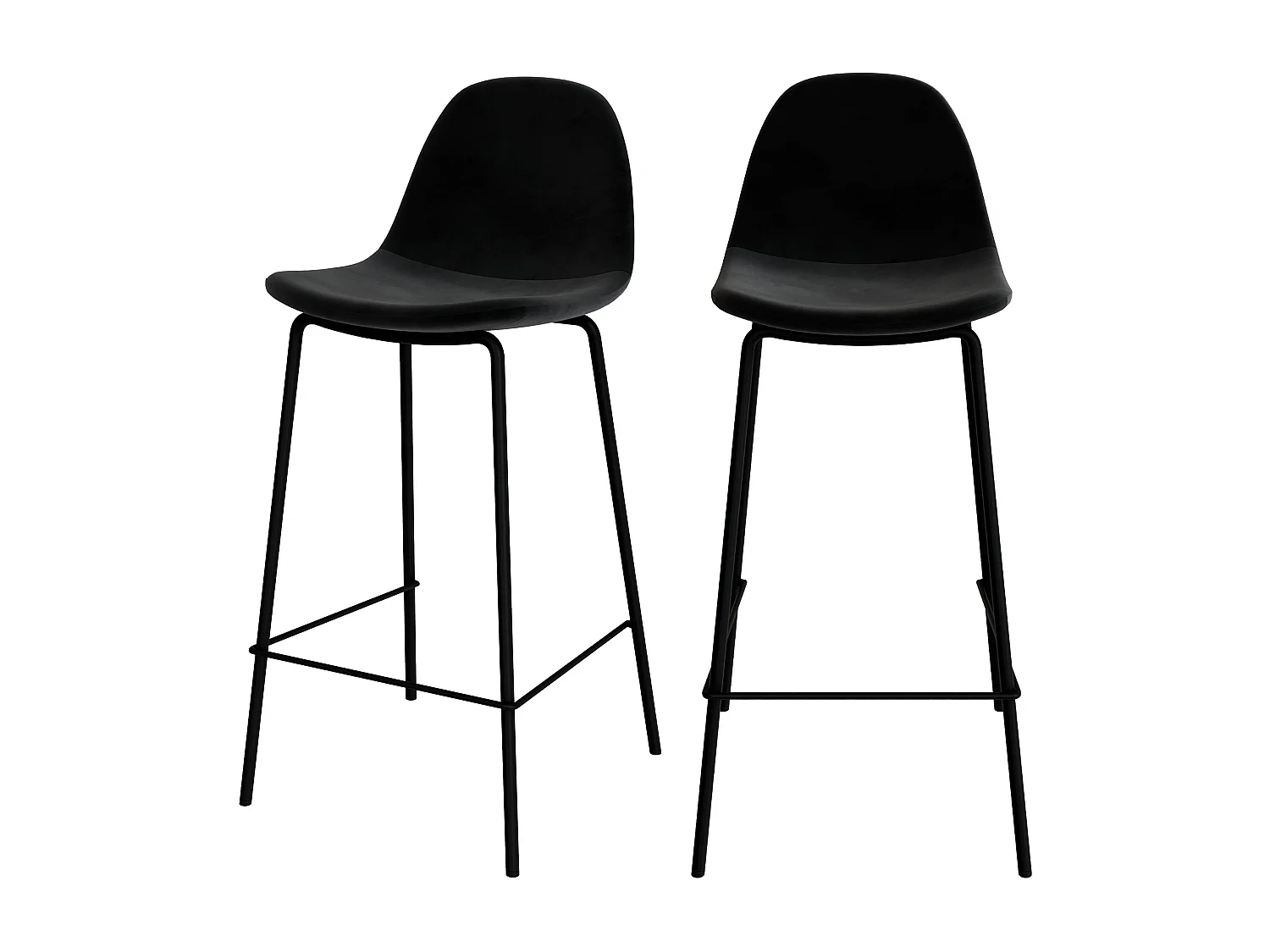 Lot de 2 chaises pour îlot central 65 cm en velours noir - Henrik