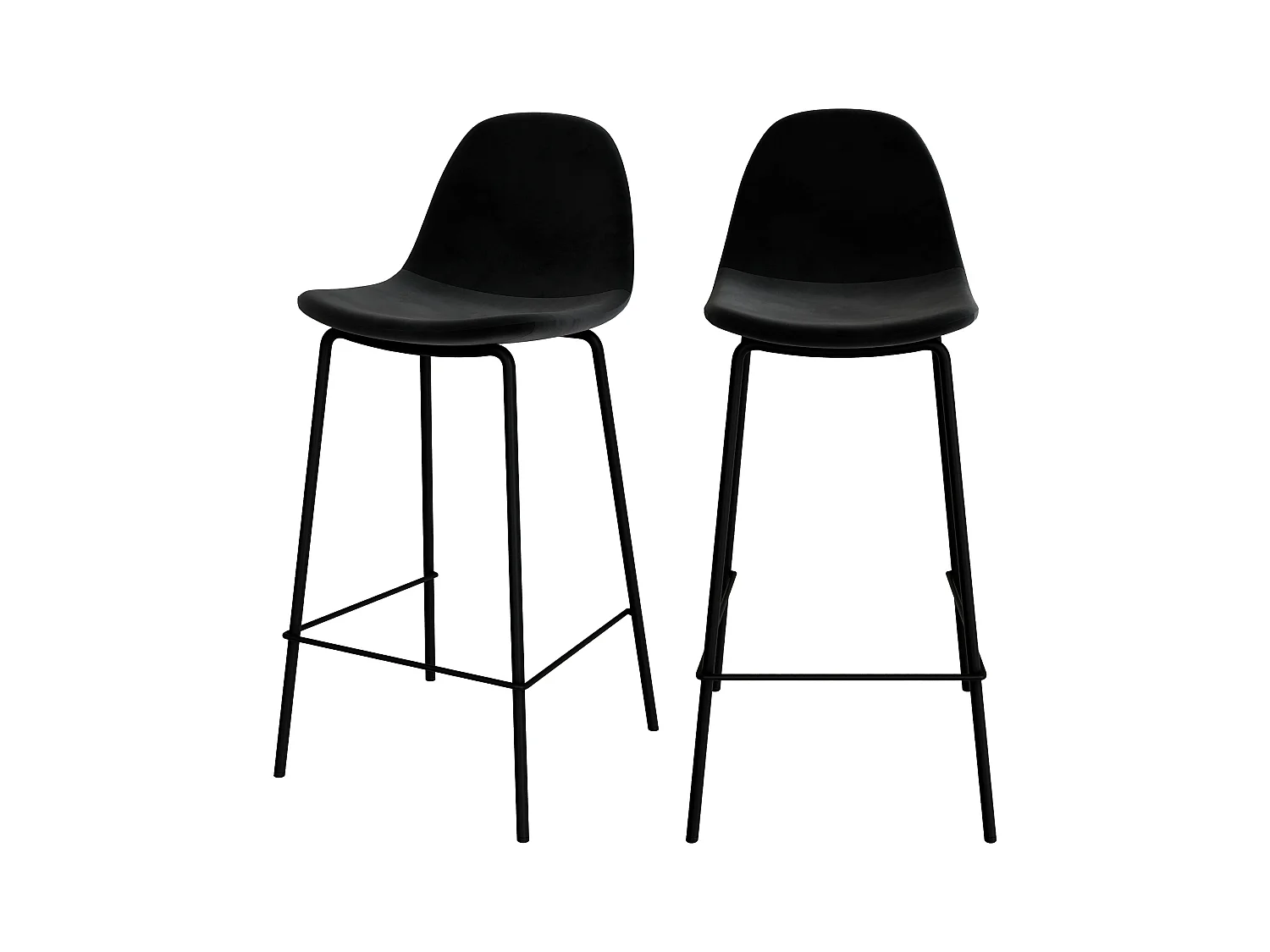 Lot de 2 chaises pour îlot central 65 cm en velours noir - Henrik