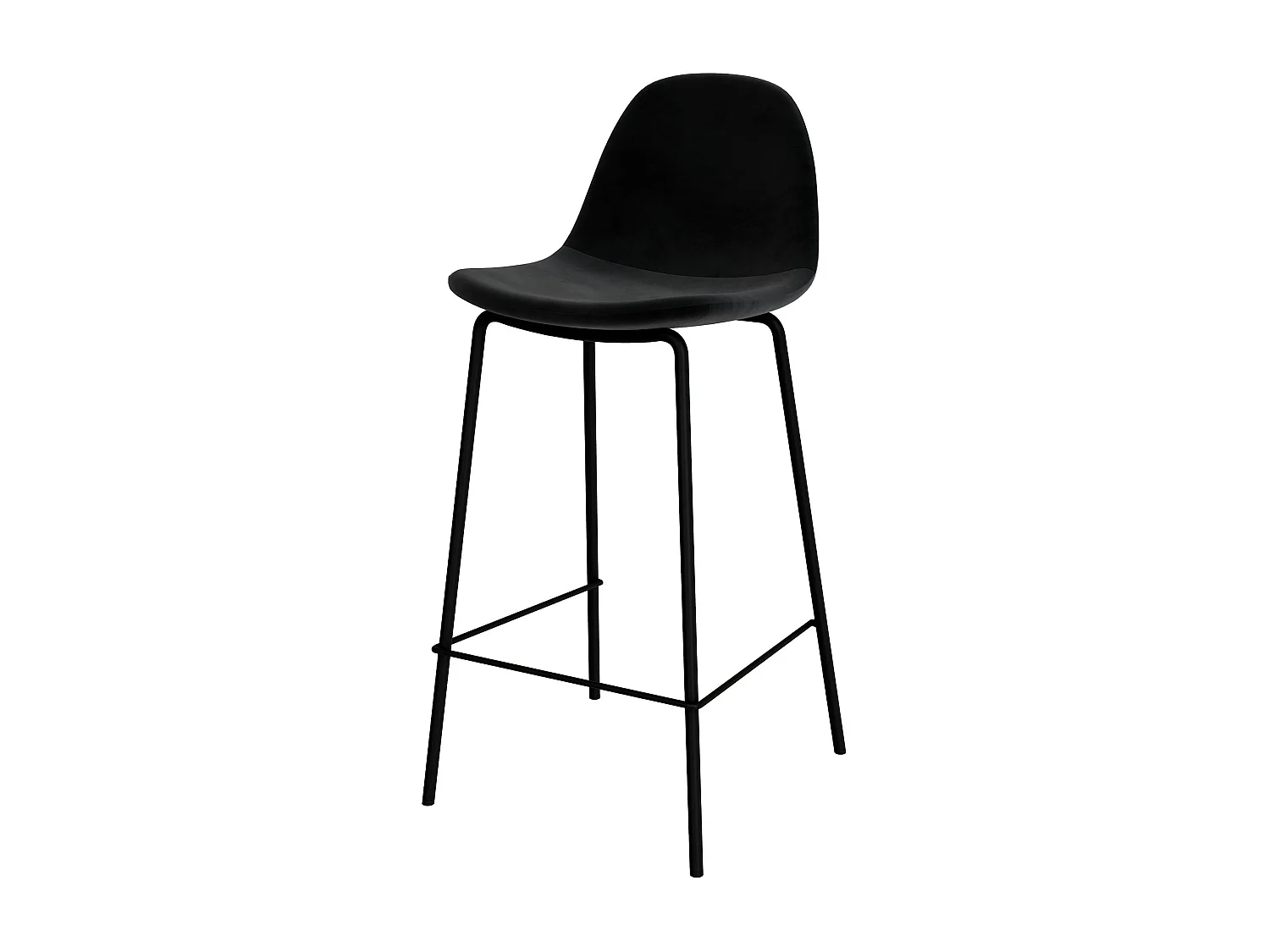 Set de 2 sillas para isla de cocina en terciopelo negro 65 cm - Henrik