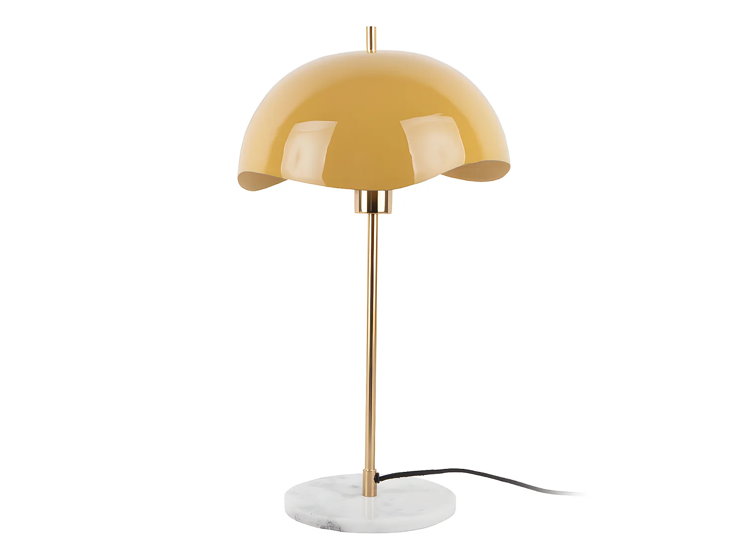 Waved Dome - Lampe à poser en métal et marbre - Jaune moutarde