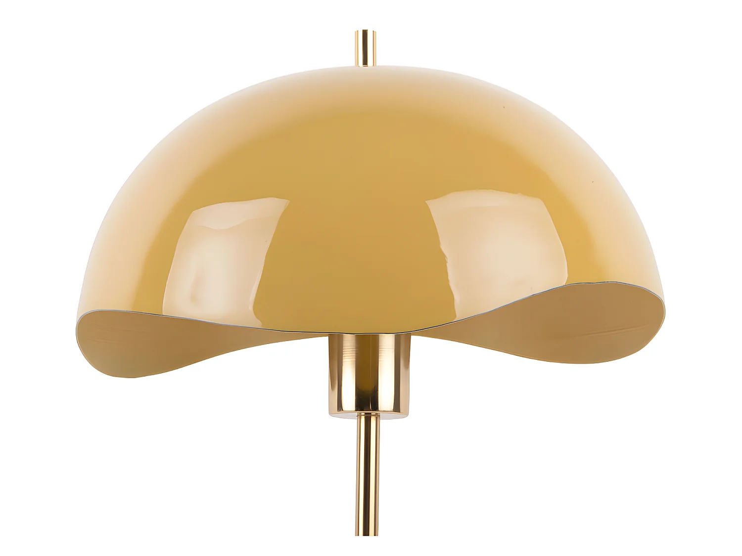 Waved Dome - Lampe à poser en métal et marbre - Jaune moutarde