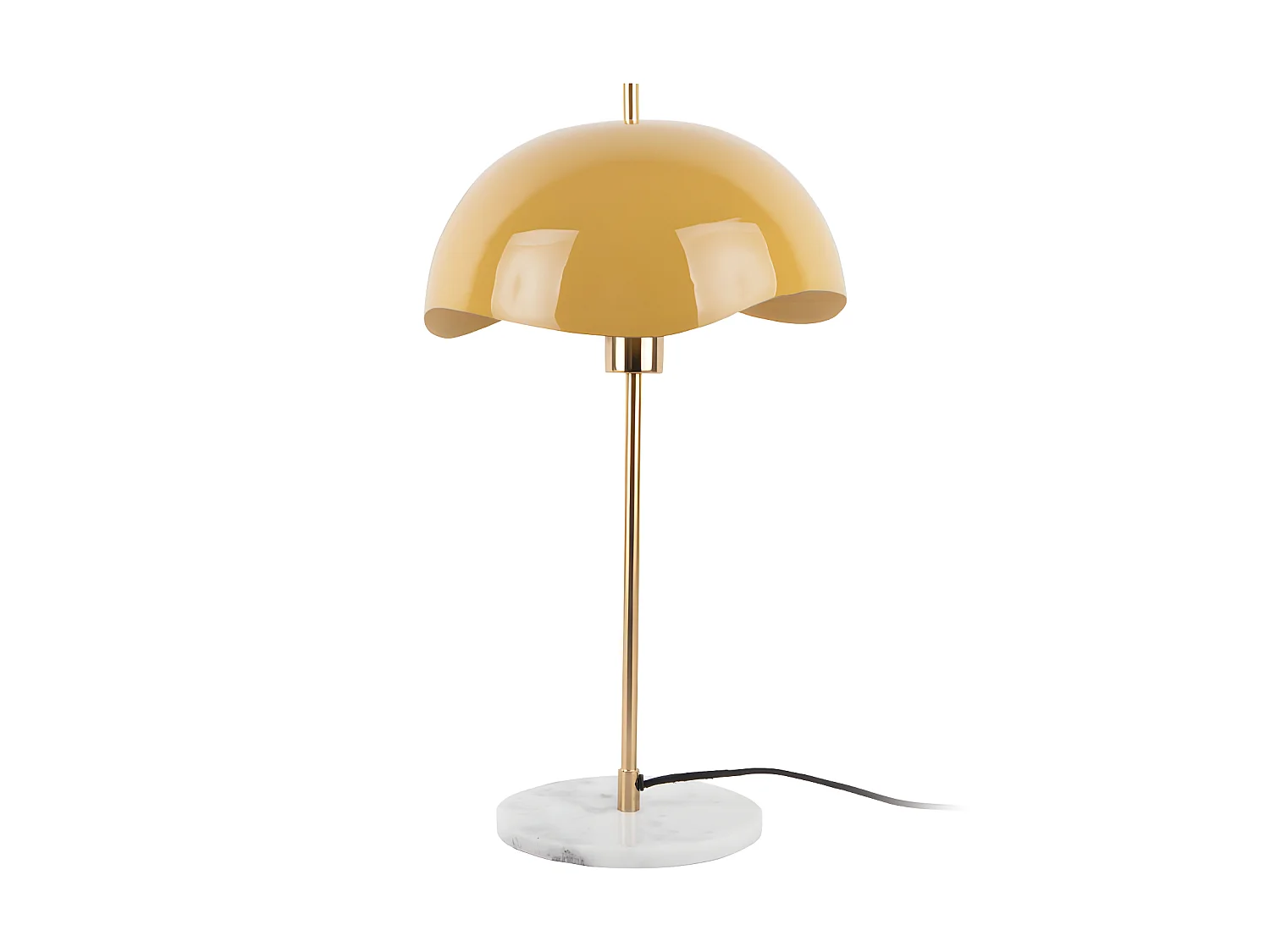 Waved Dome - Lampe à poser en métal et marbre - Jaune moutarde