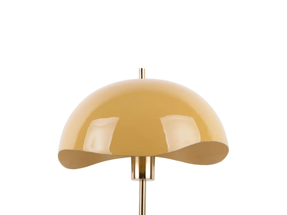 Waved Dome - Lampe à poser en métal et marbre - Jaune moutarde