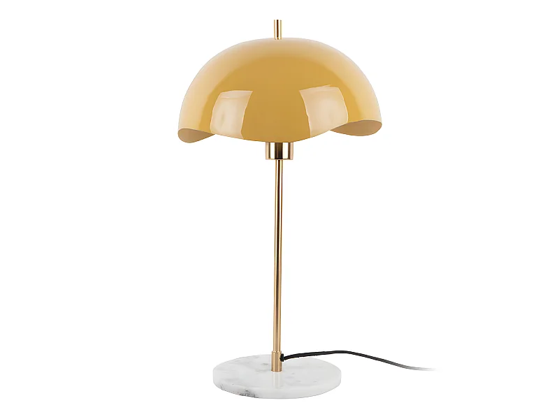 Waved Dome - Lampe à poser en métal et marbre - Jaune moutarde