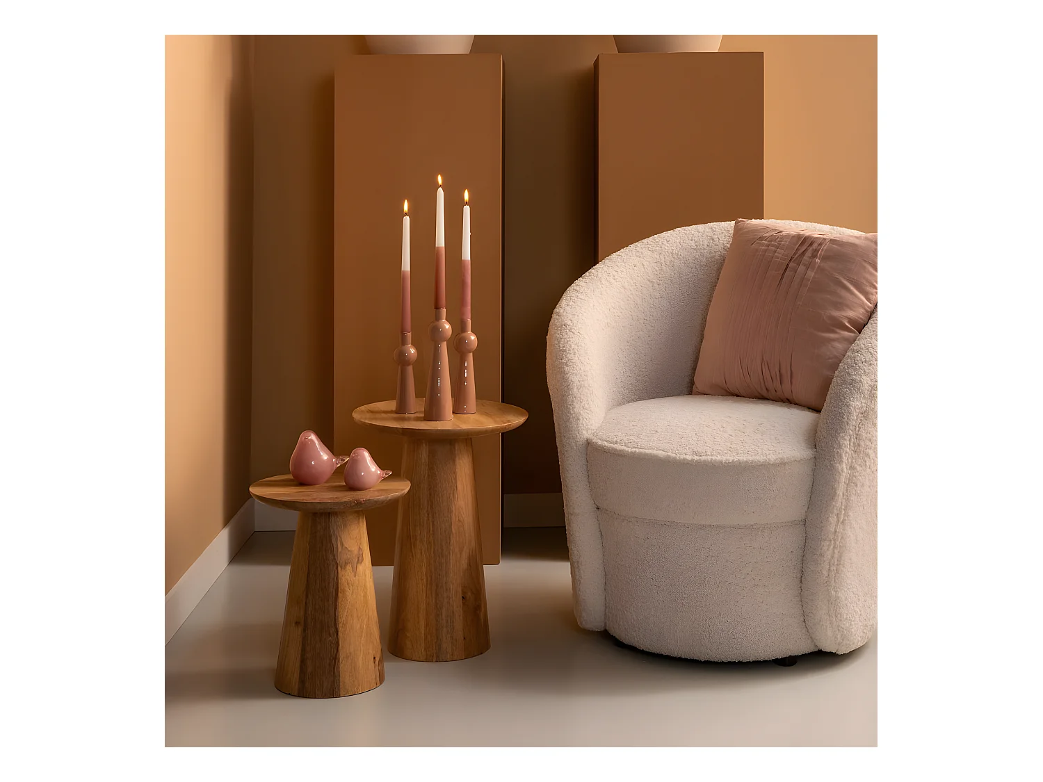 Force - Table d’appoint en bois de manguier ø35,5cm - Bois clair