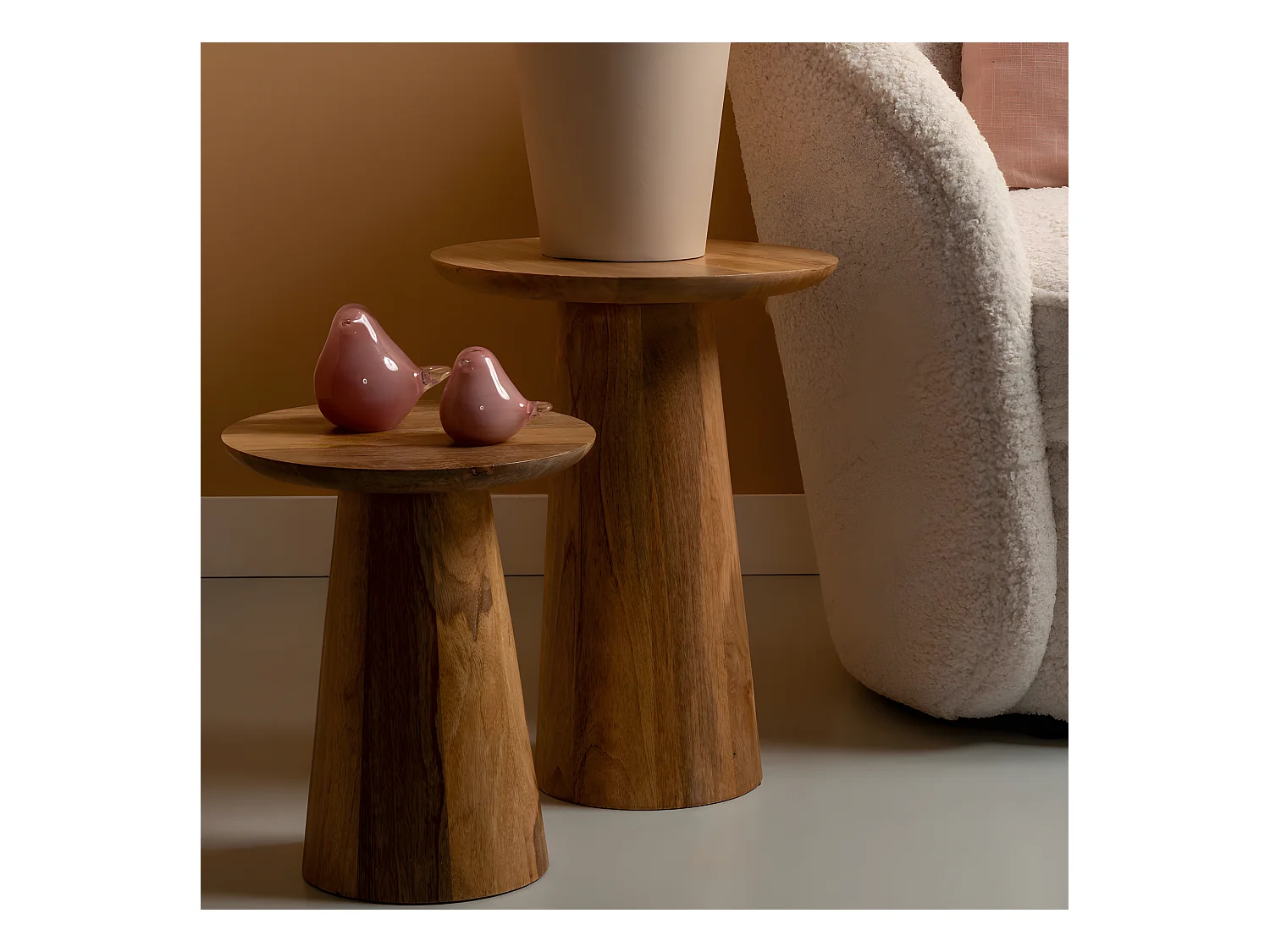 Force - Table d’appoint en bois de manguier ø35,5cm - Bois clair