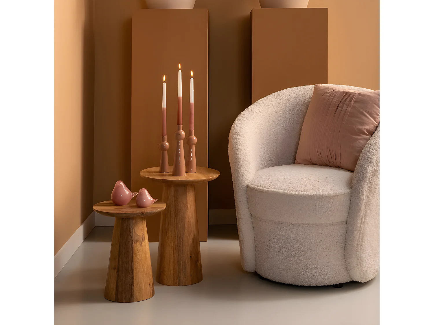 Force - Table d’appoint en bois de manguier ø35,5cm - Bois clair