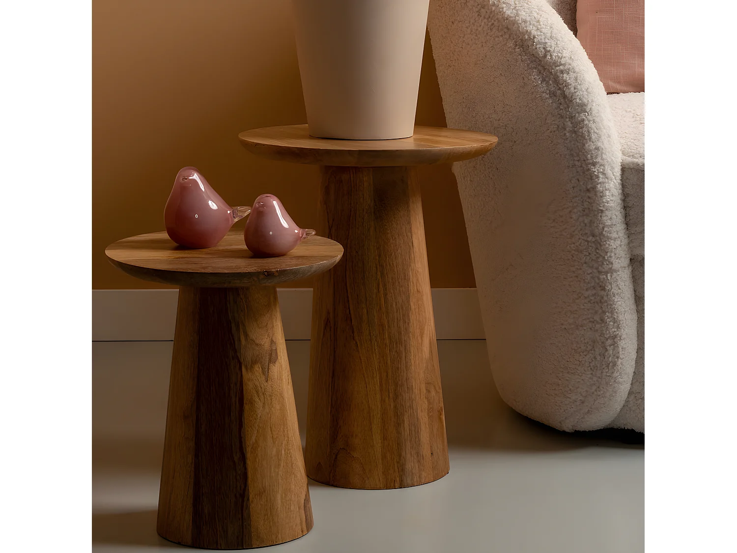 Force - Table d’appoint en bois de manguier ø35,5cm - Bois clair