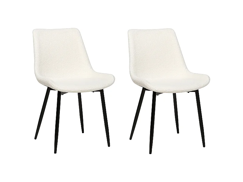 Esszimmerstuhl 2er Set AVILLA Bouclé Weiss