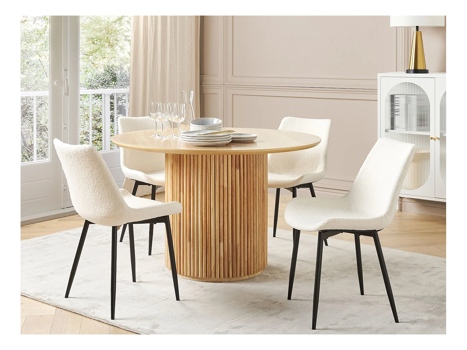 Set van 2 eetkamerstoelen AVILLA Bouclé Wit