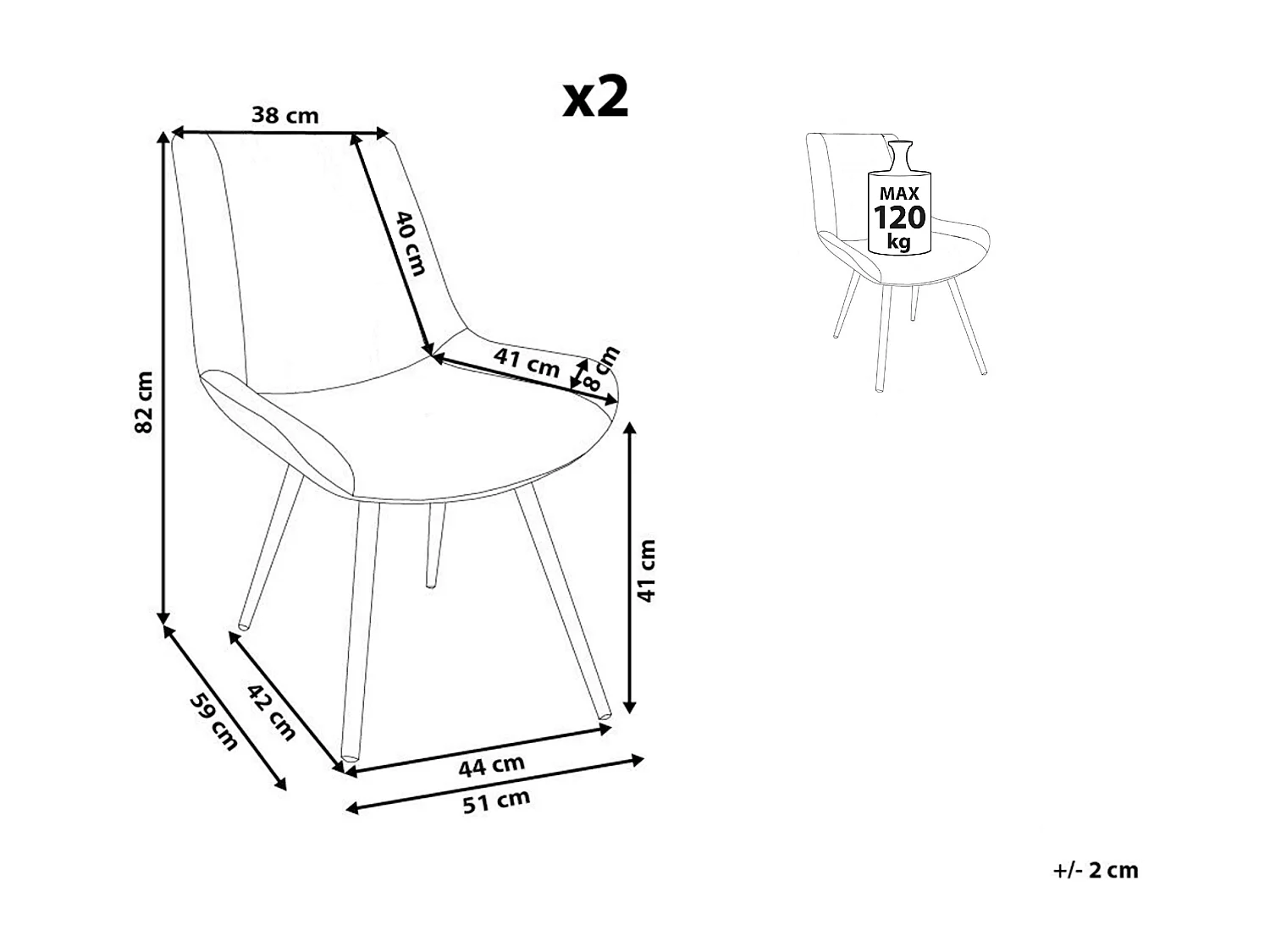 Set van 2 eetkamerstoelen AVILLA Bouclé Wit