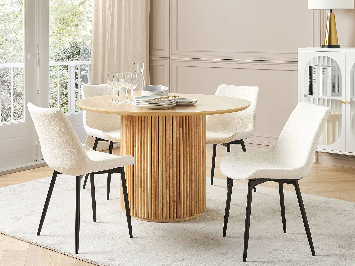 Set van 2 eetkamerstoelen AVILLA Bouclé Wit