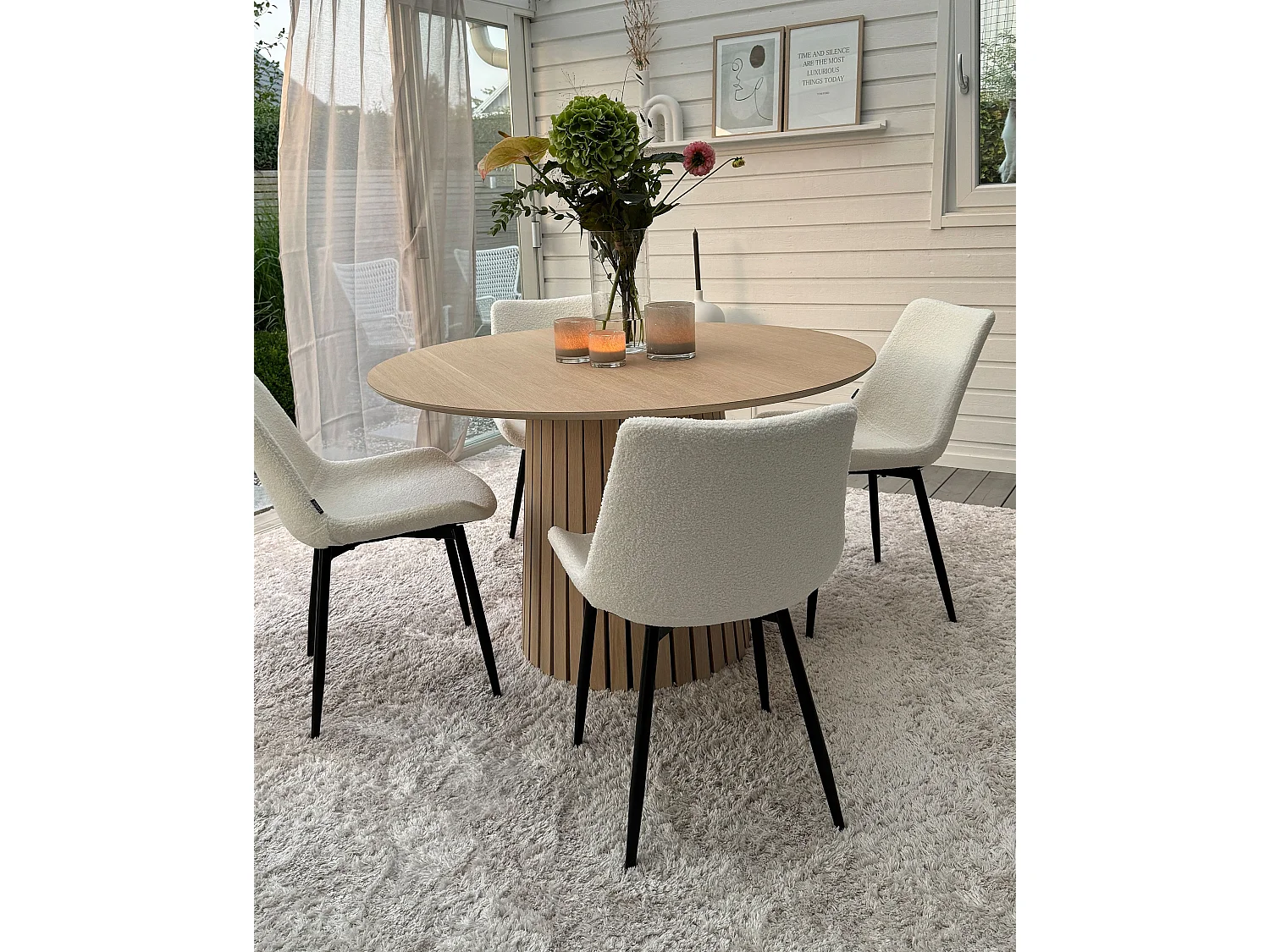 Conjunto de 2 sillas de comedor AVILLA Bouclé Blanco