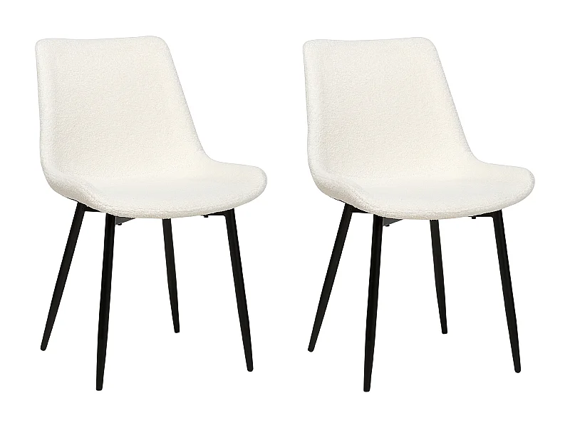 Lot de 2 chaises de salle à manger AVILLA Bouclé Blanc