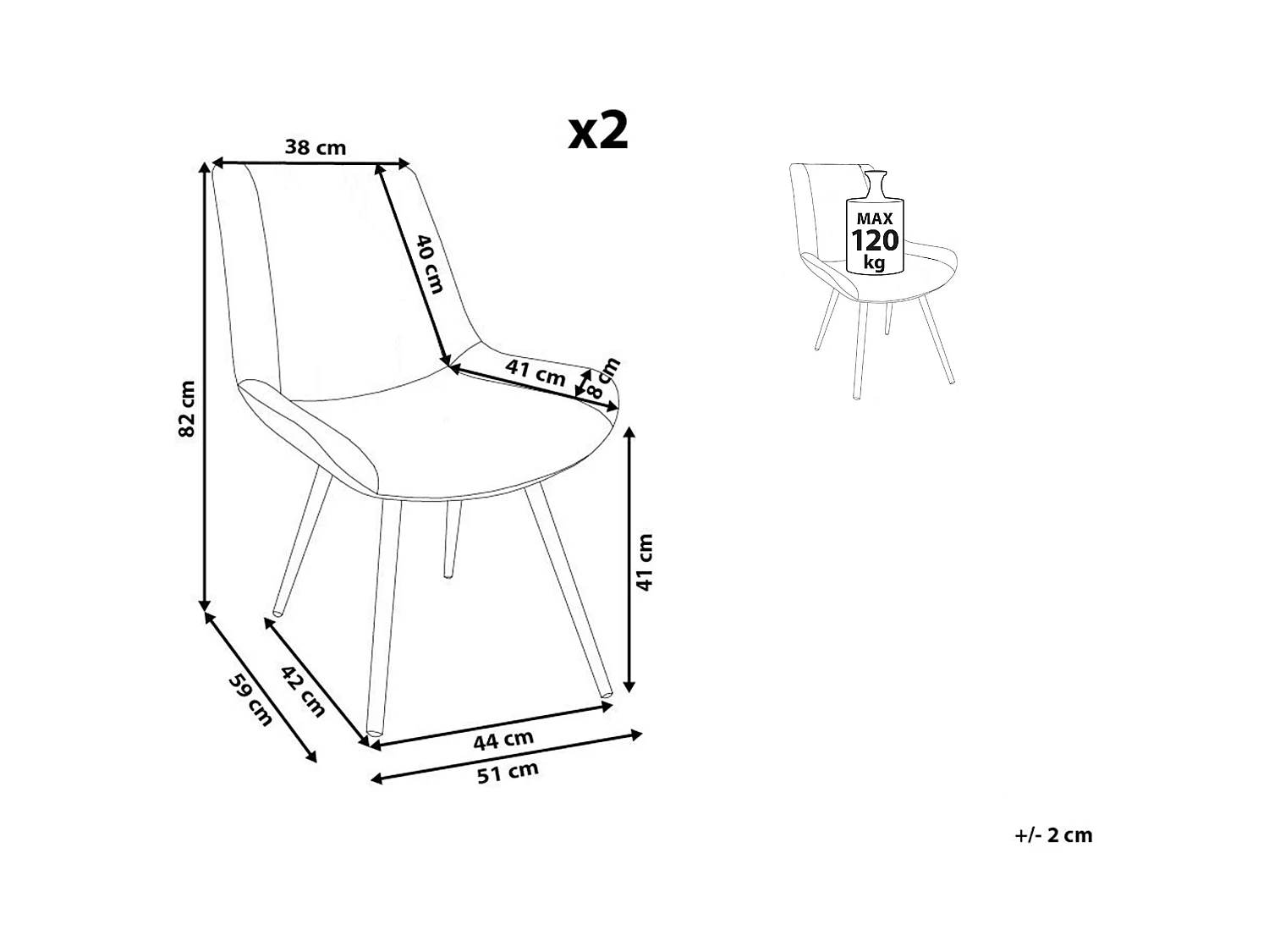Set van 2 eetkamerstoelen AVILLA Bouclé Beige