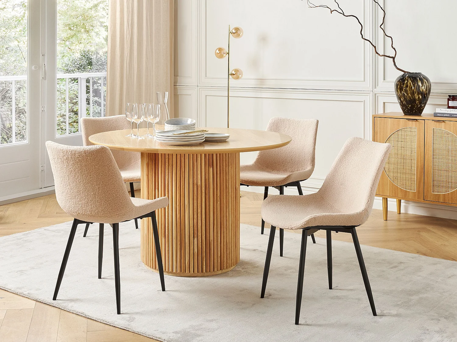 Lot de 2 chaises de salle à manger AVILLA Bouclé Beige