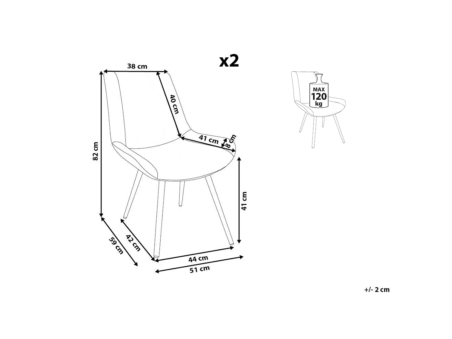 Lot de 2 chaises de salle à manger AVILLA Bouclé Beige