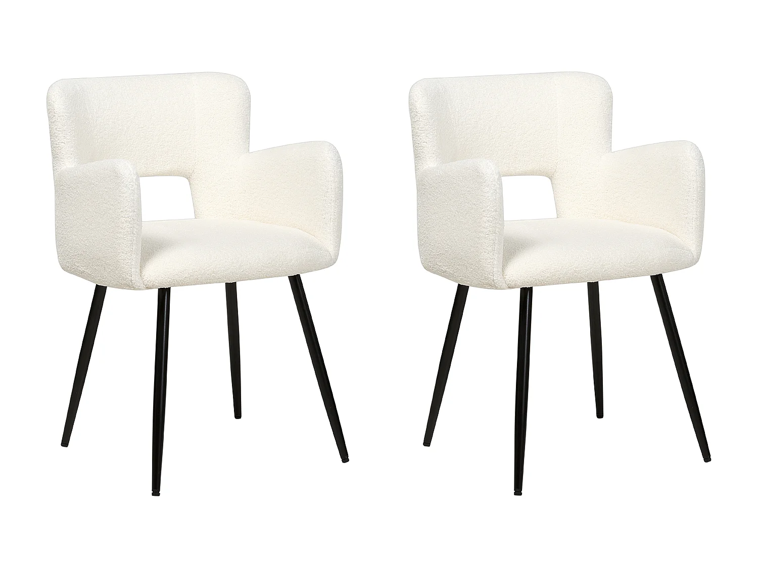 Esszimmerstuhl 2er Set SANILAC Bouclé Weiss