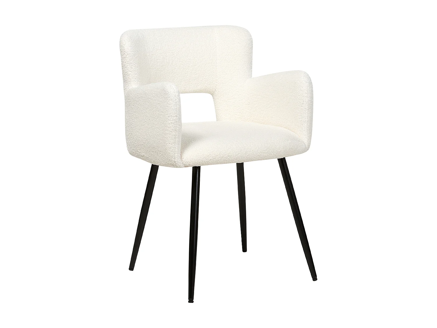 Esszimmerstuhl 2er Set SANILAC Bouclé Weiss