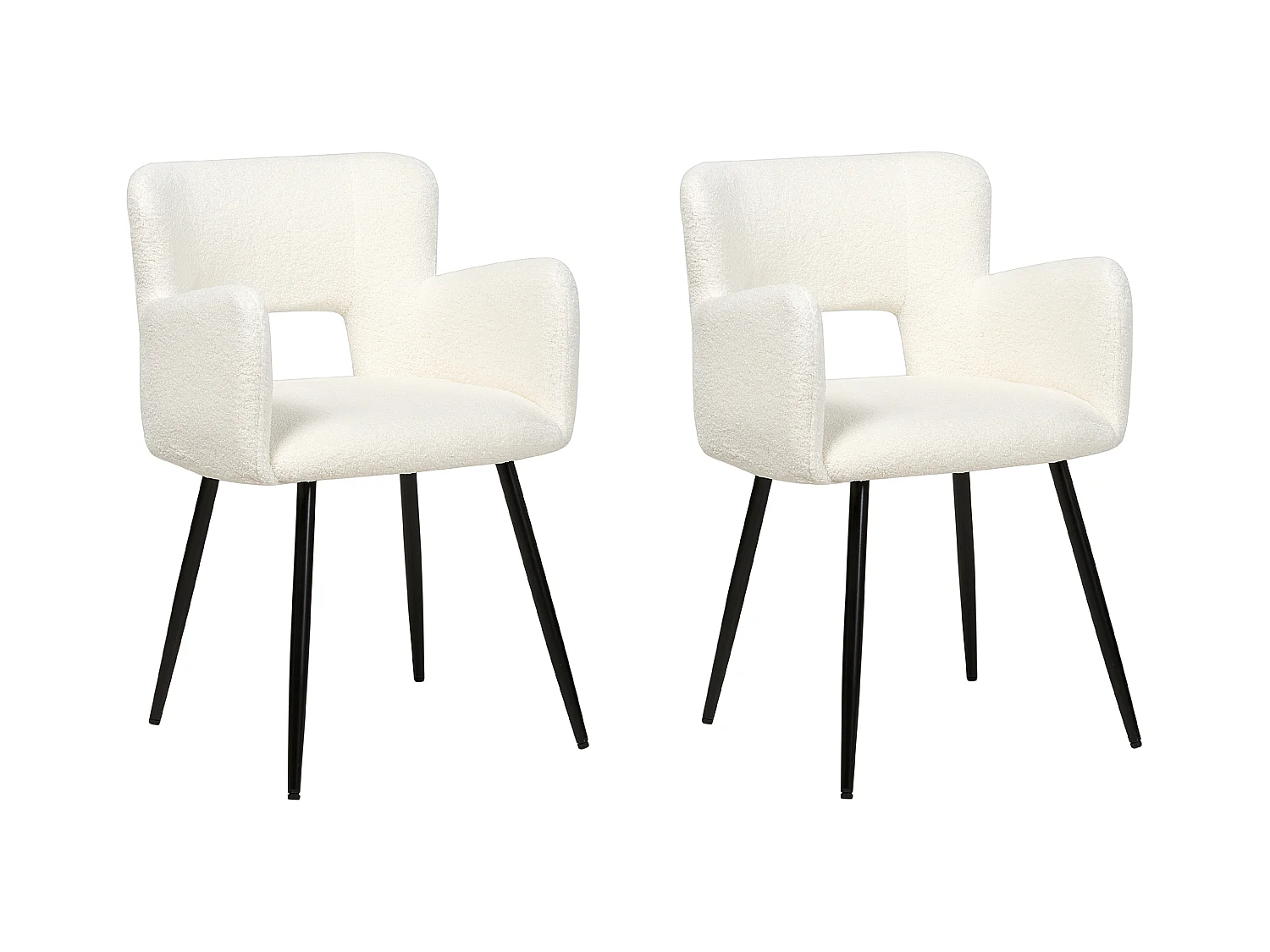 Lot de 2 chaises de salle à manger SANILAC Bouclé Blanc