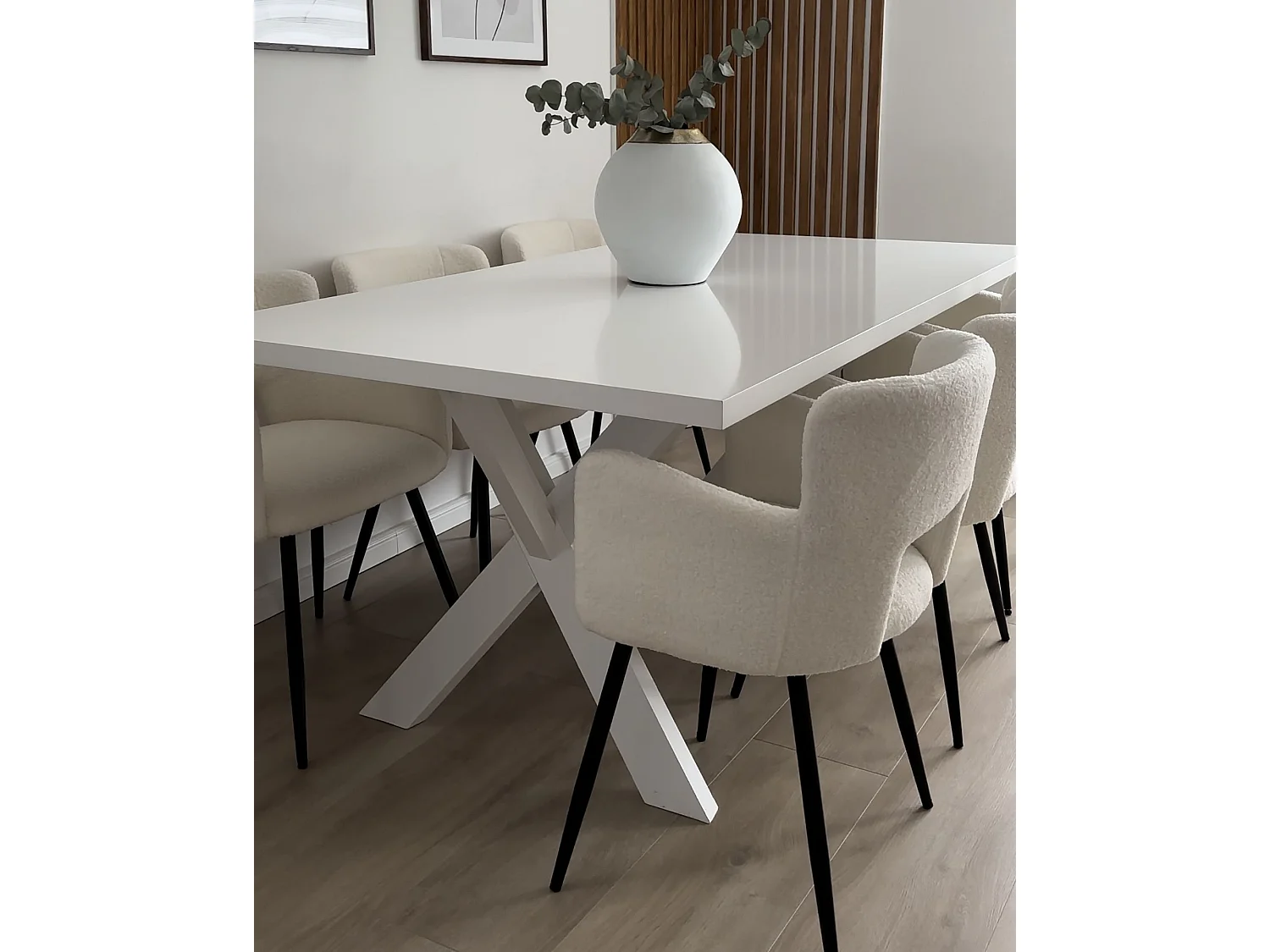 Lot de 2 chaises de salle à manger SANILAC Bouclé Blanc
