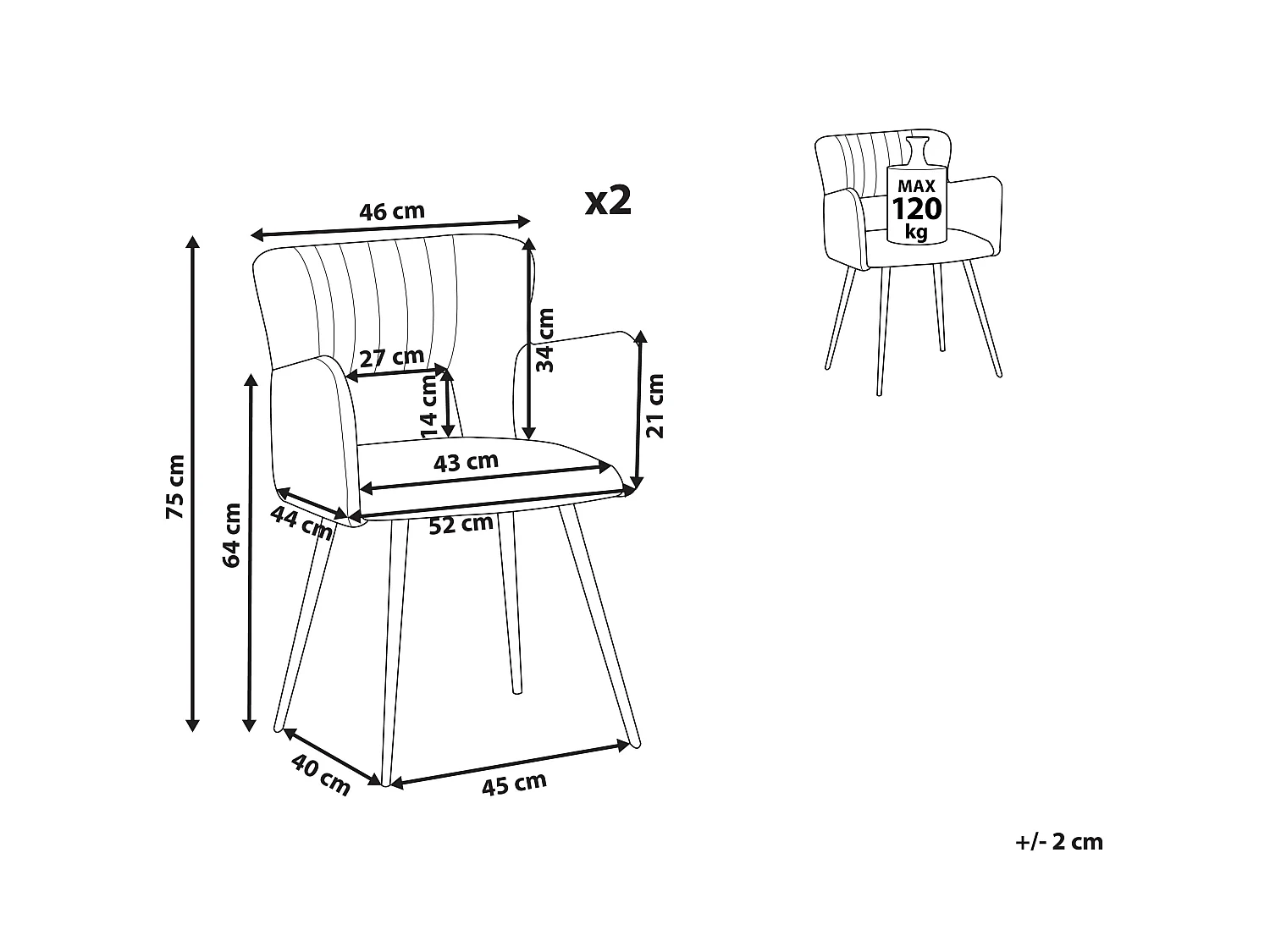 Set van 2 eetkamerstoelen SANILAC Bouclé Wit
