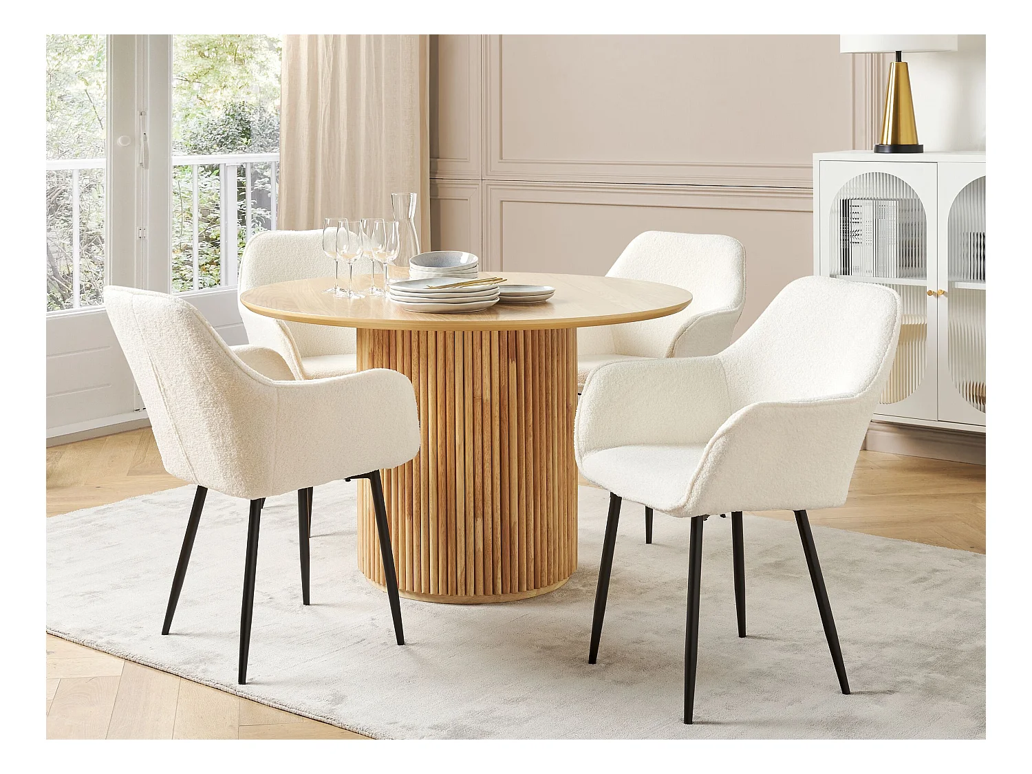 Set van 2 eetkamerstoelen ALDEN Bouclé Wit