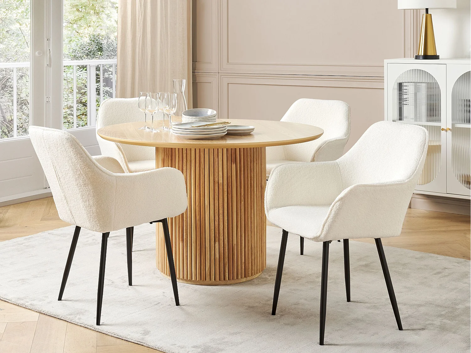 Set van 2 eetkamerstoelen ALDEN Bouclé Wit