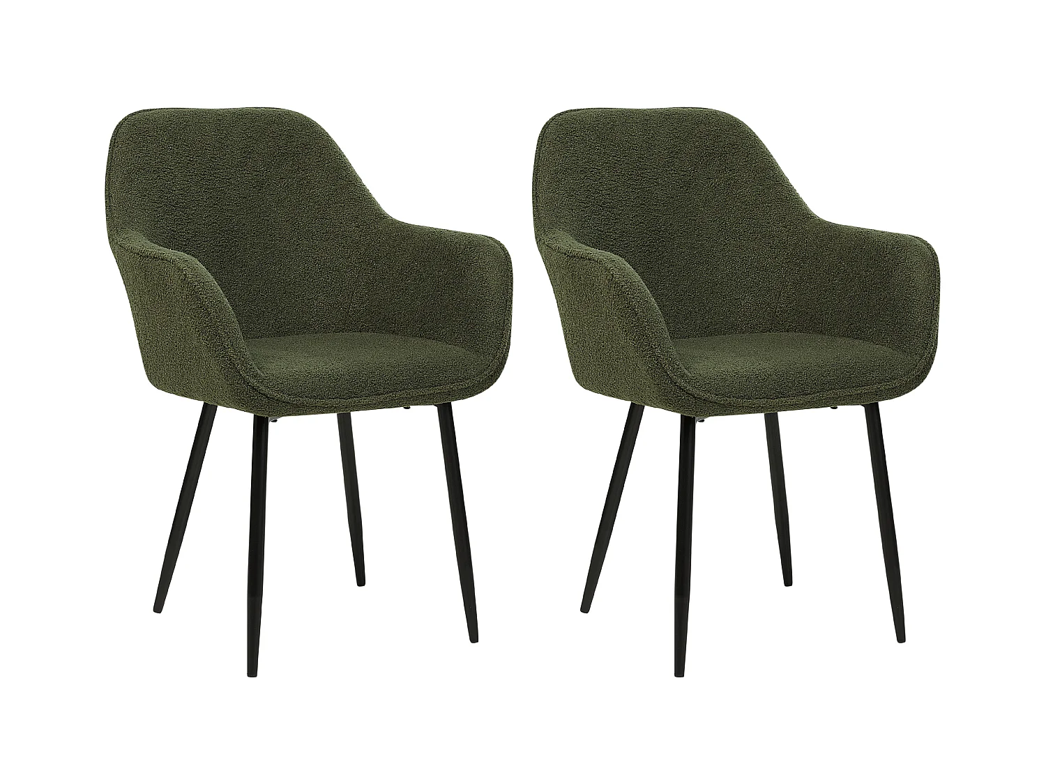 Lot de 2 chaises de salle à manger ALDEN Bouclé Vert foncé
