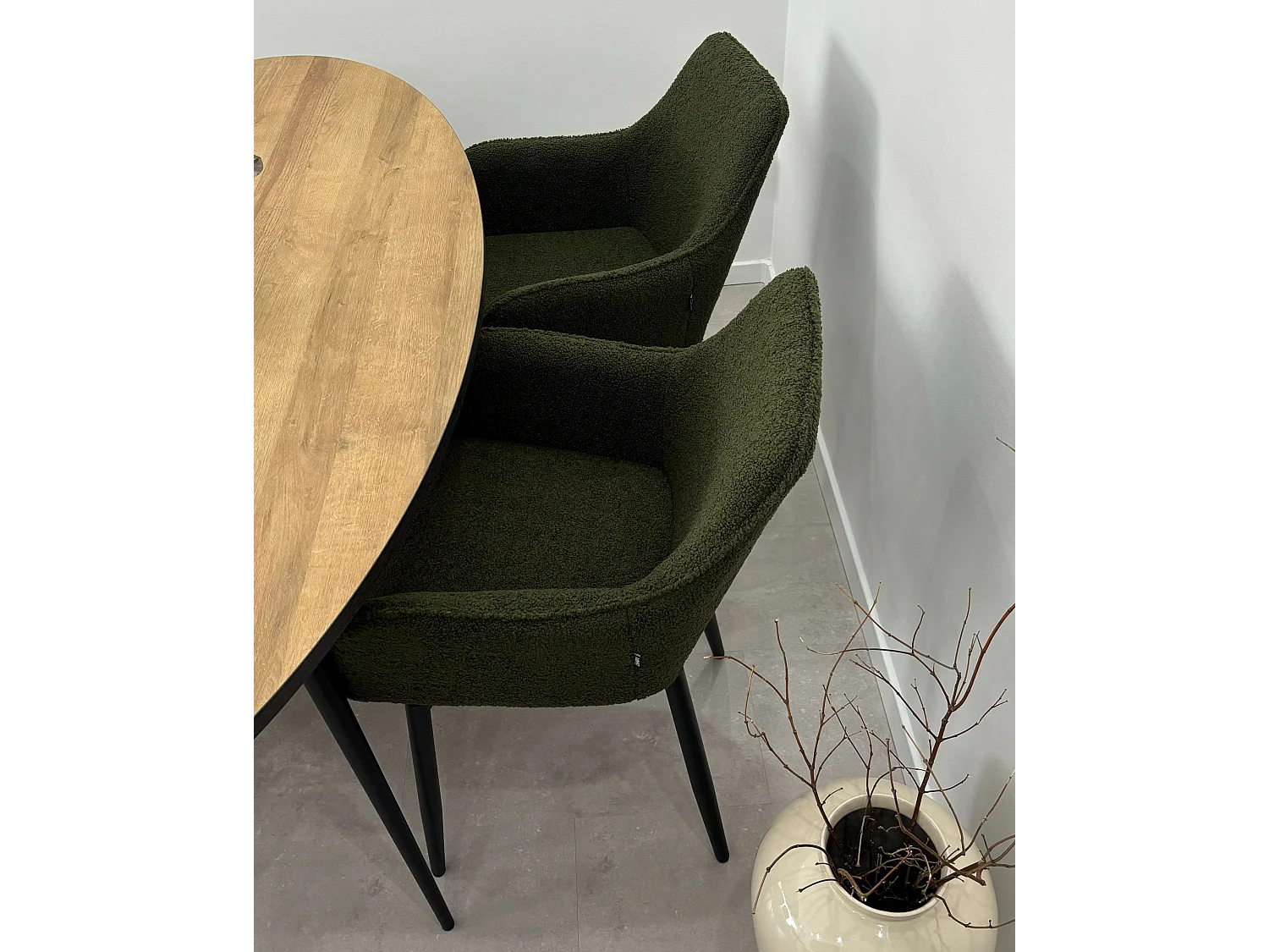 Lot de 2 chaises de salle à manger ALDEN Bouclé Vert foncé